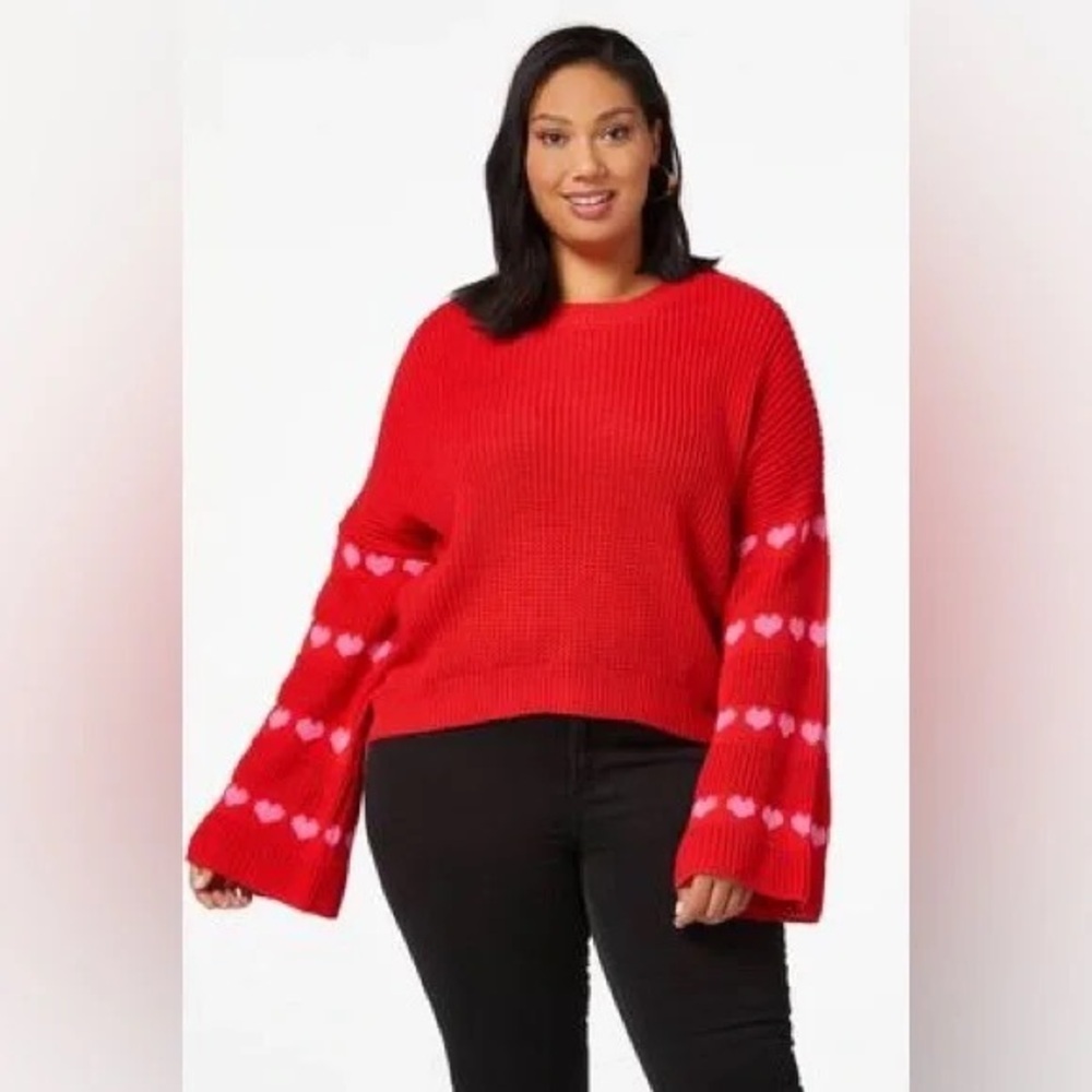 Cato | PLUS SIZE FLARED HEART SLEEVE SWEATER VARIOUS SIZES AVAILABLE